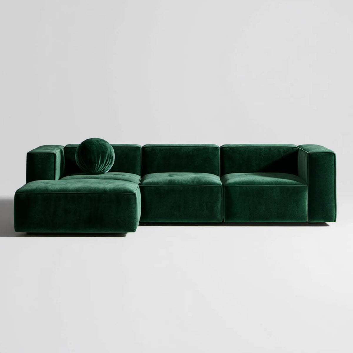 Lewostronna sofa modułowa 3-osobowa w kształcie L, ciemnozielona, 300 × 160 × 72 cm, aksamit
