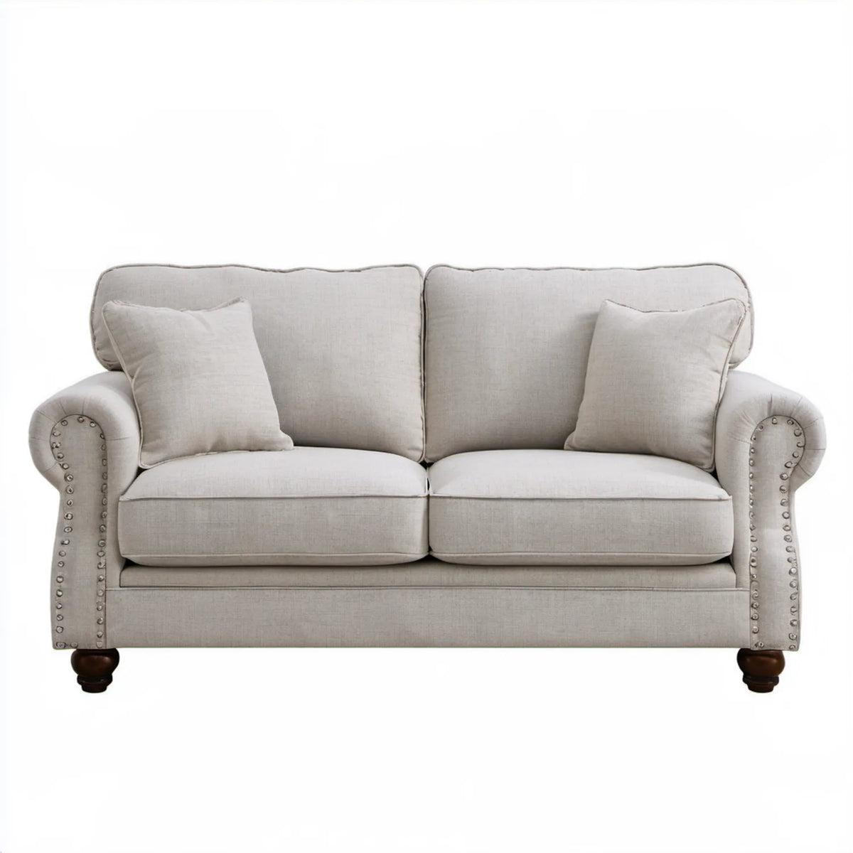 Dwuosobowa sofa jasnoszara 165 x 90 x 90 cm z tapicerką poliestrową