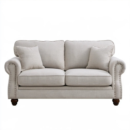 Dwuosobowa sofa jasnoszara 165 x 90 x 90 cm z tapicerką poliestrową