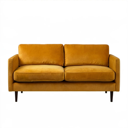 Musztardowa sofa dwuosobowa z mikrofibry poliestrowej 160 x 85 x 85 cm