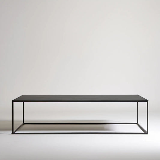 Prostokątny stolik kawowy czarny 120 x 60 x 35 cm z blatem MDF i stalową ramą