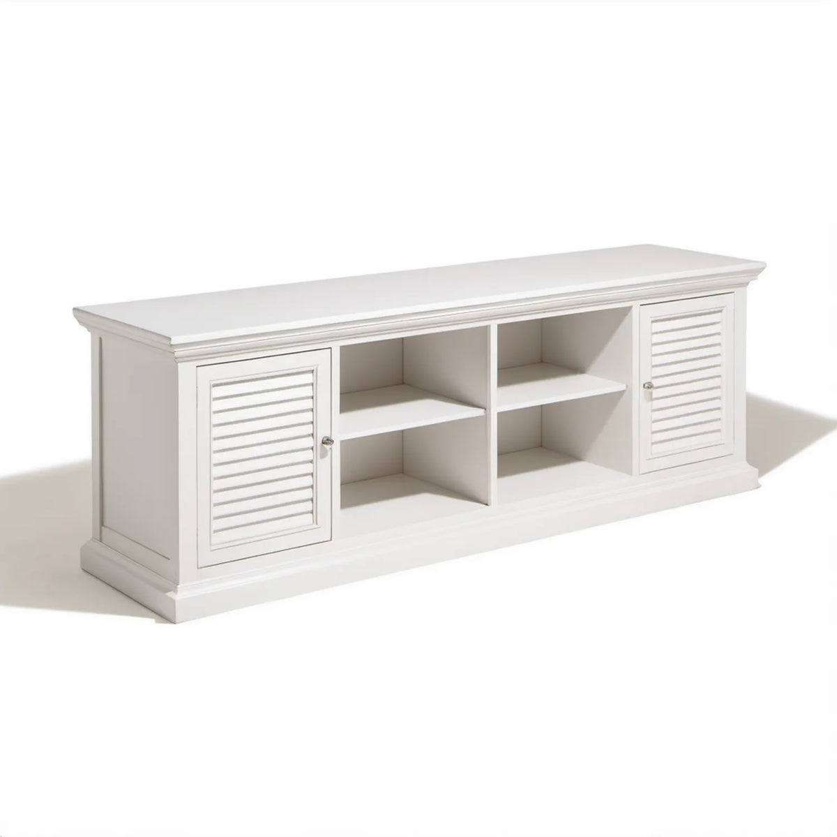 Biała szafka RTV 150 x 45 x 60 cm z płyty MDF